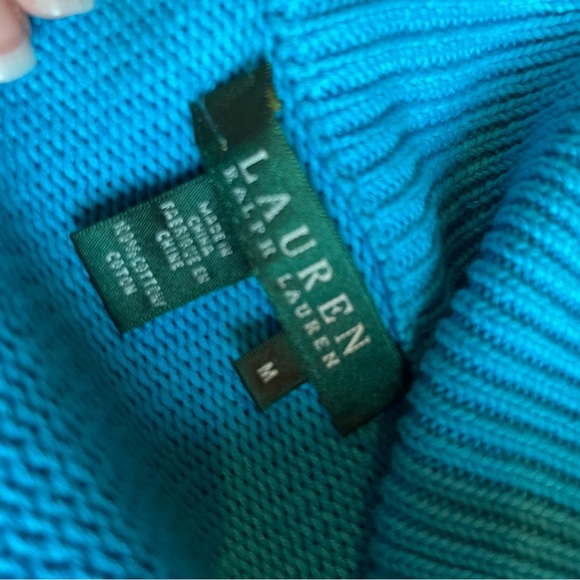 Ralph Lauren blue golf button cotton cardigan medium beach summer - Picture 4 of 4